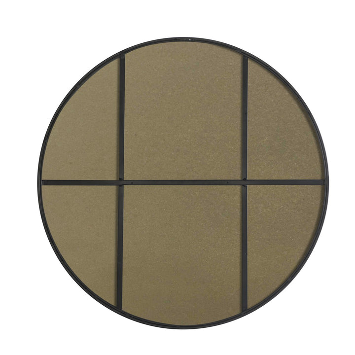 Metal Frame Round Mirror 42 Inch Black Finish