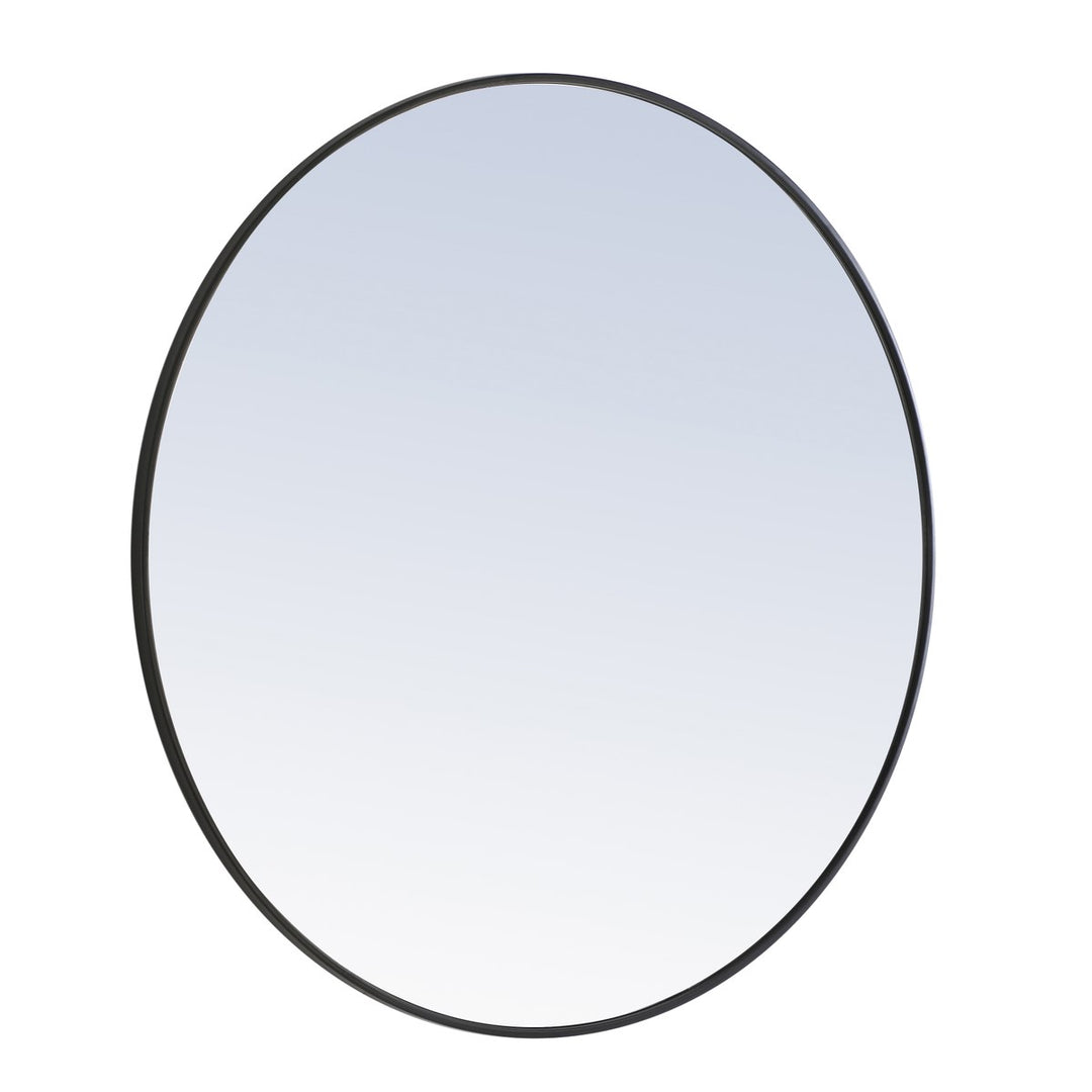 Metal Frame Round Mirror 42 Inch Black Finish