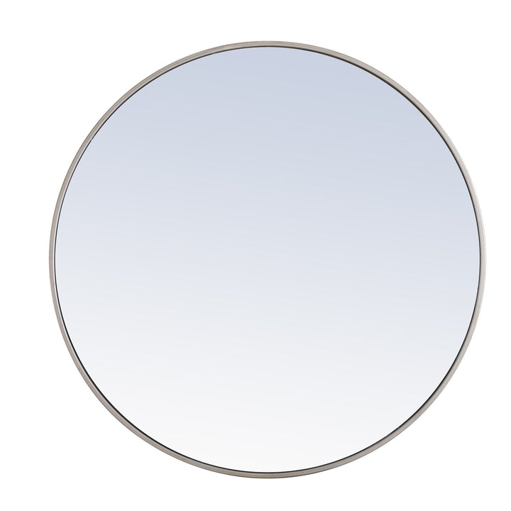 Metal Frame Round Mirror 36 Inch Silver Finish by Elegant Decor