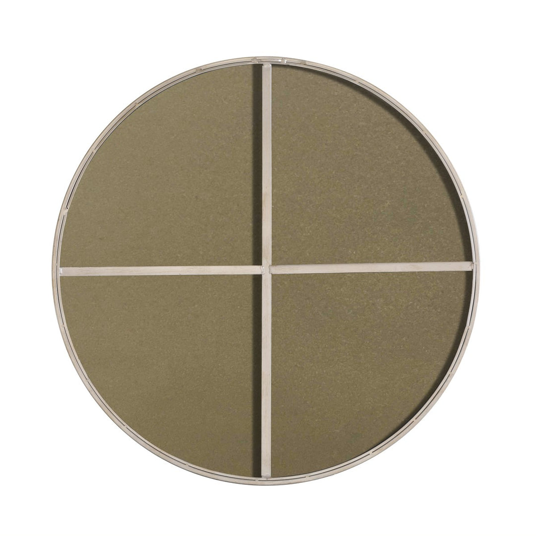 Metal Frame Round Mirror 36 Inch Silver Finish