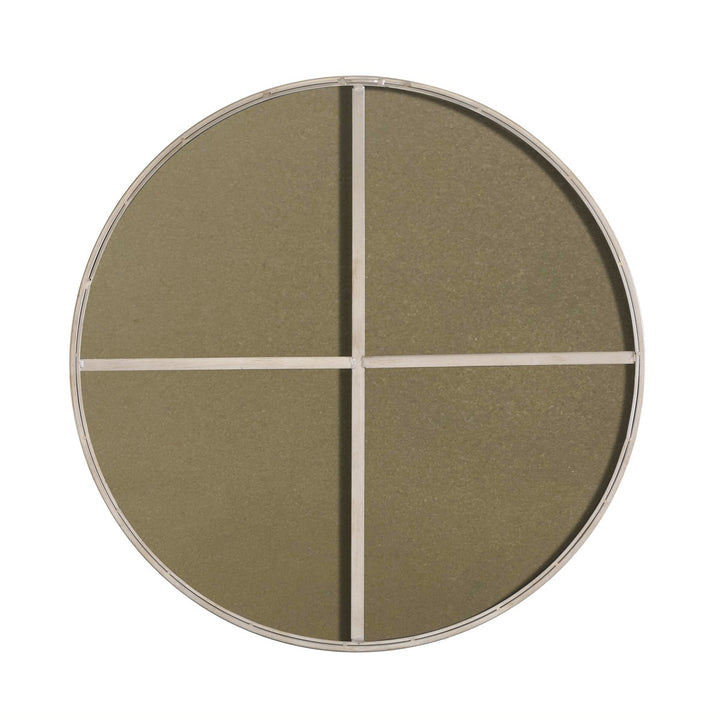 Metal Frame Round Mirror 36 Inch Silver Finish