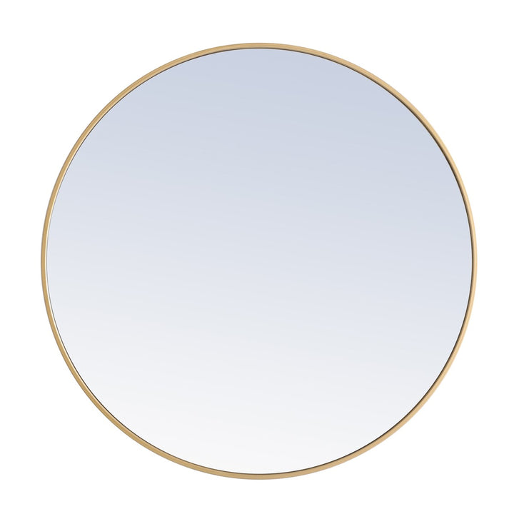 Metal Frame Round Mirror 36 Inch Brass Finish by Elegant Decor