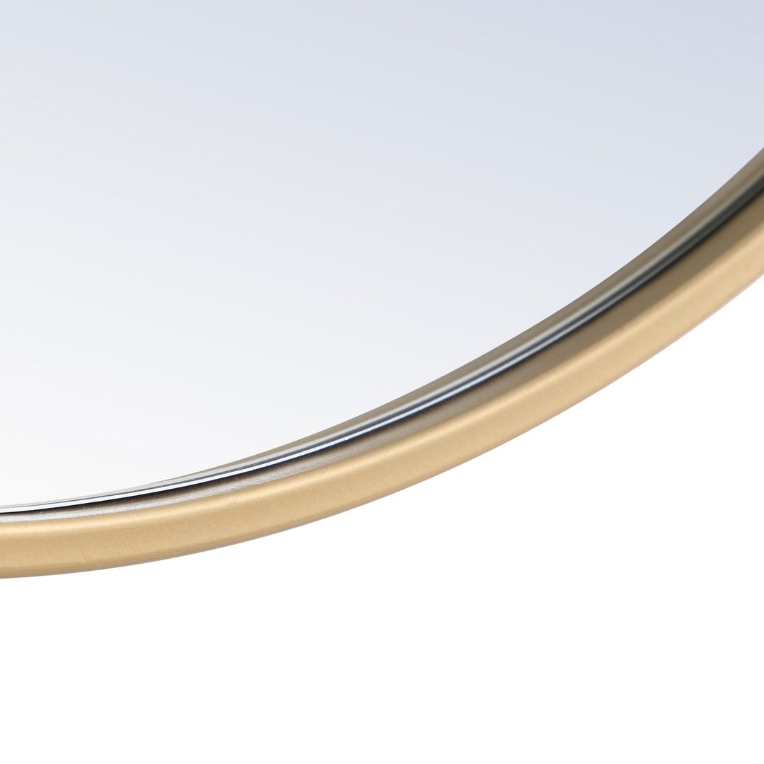 Metal Frame Round Mirror 36 Inch Brass Finish