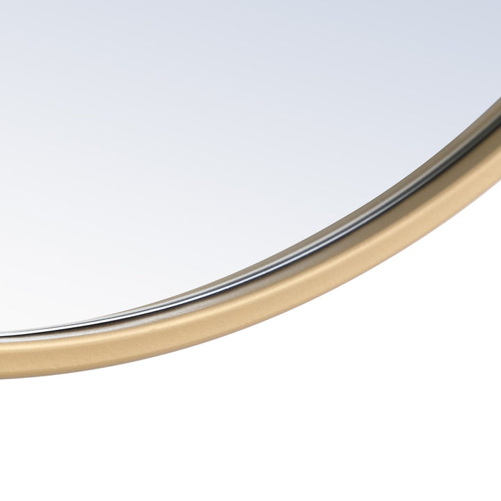 Metal Frame Round Mirror 36 Inch Brass Finish