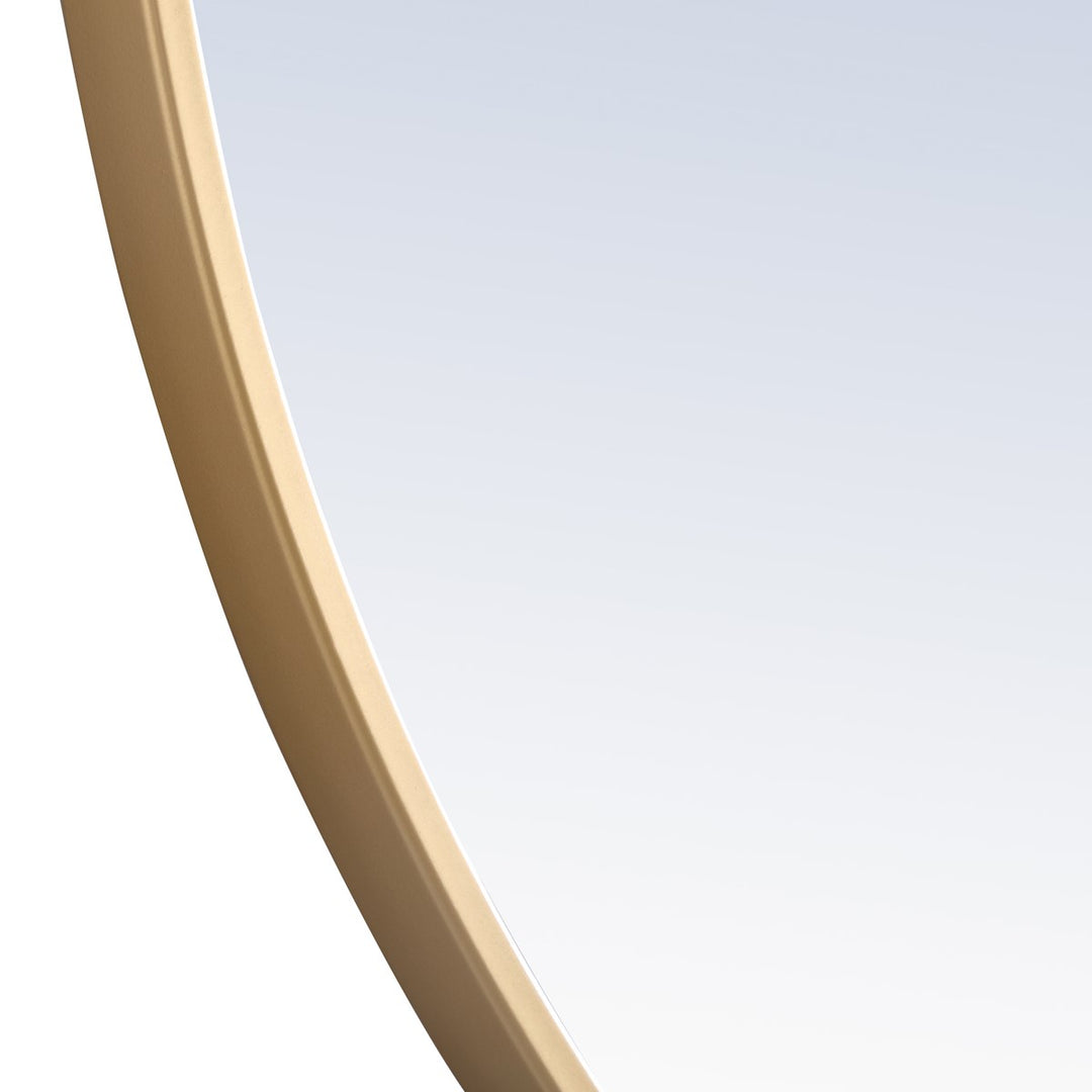 Metal Frame Round Mirror 36 Inch Brass Finish