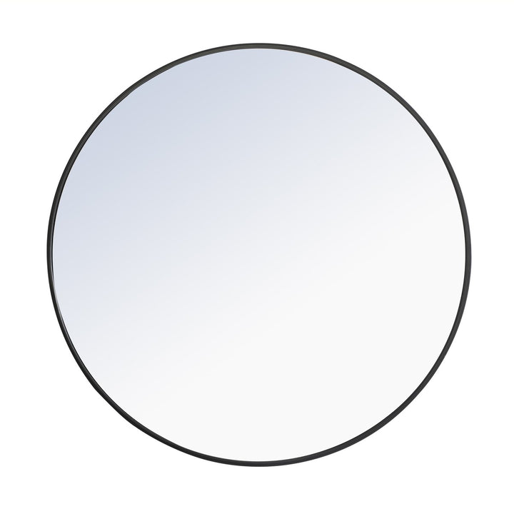 Metal Frame Round Mirror 36 Inch Black Finish by Elegant Decor