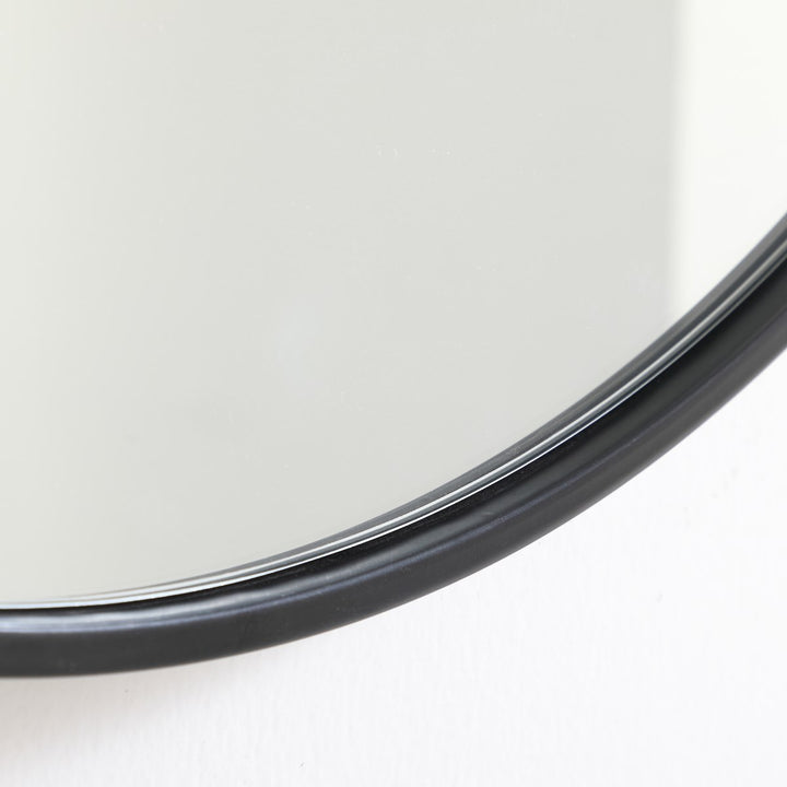 Metal Frame Round Mirror 36 Inch Black Finish