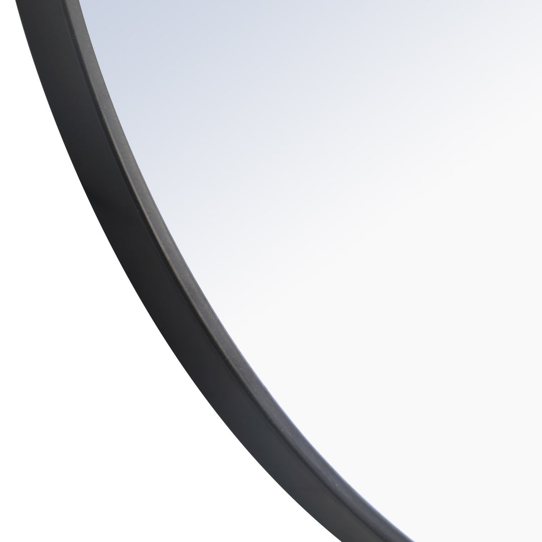 Metal Frame Round Mirror 36 Inch Black Finish