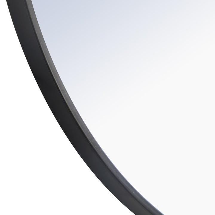 Metal Frame Round Mirror 36 Inch Black Finish