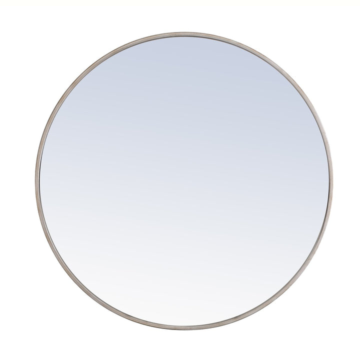 Metal Frame Round Mirror 32 Inch Silver Finish by Elegant Decor