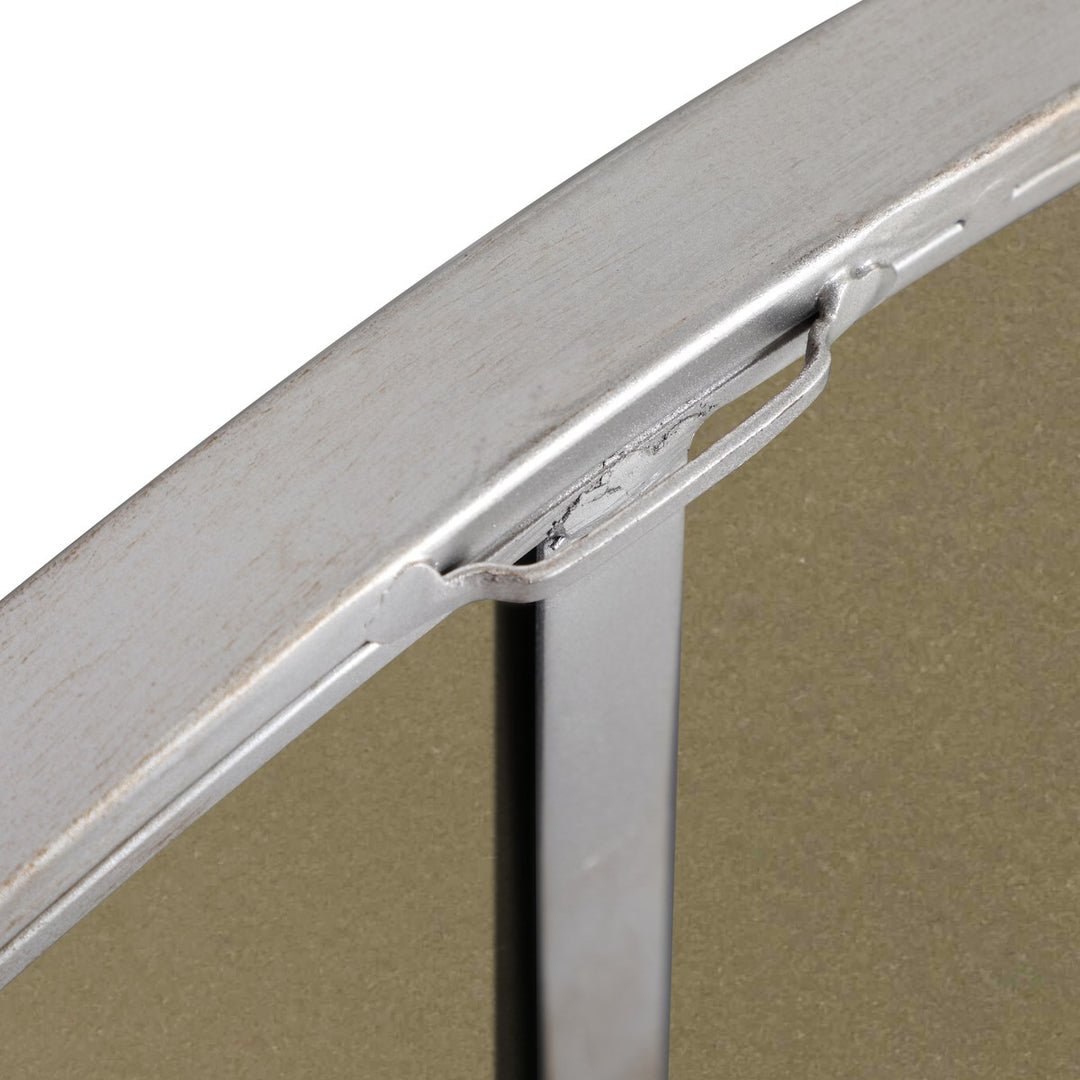 Metal Frame Round Mirror 32 Inch Silver Finish