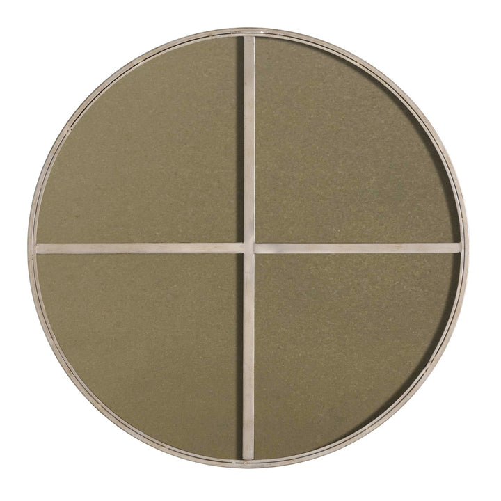 Metal Frame Round Mirror 32 Inch Silver Finish