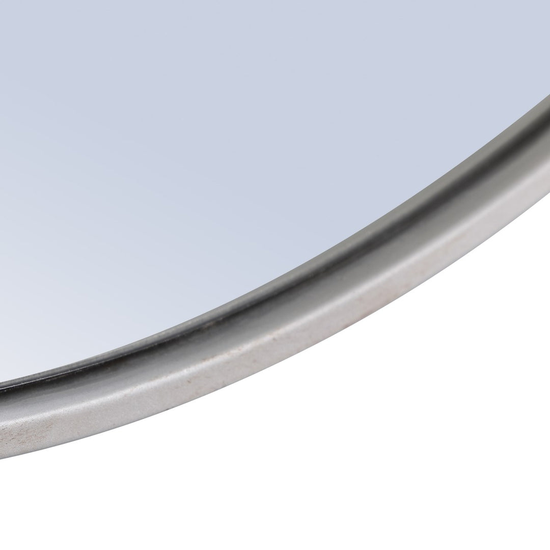 Metal Frame Round Mirror 32 Inch Silver Finish