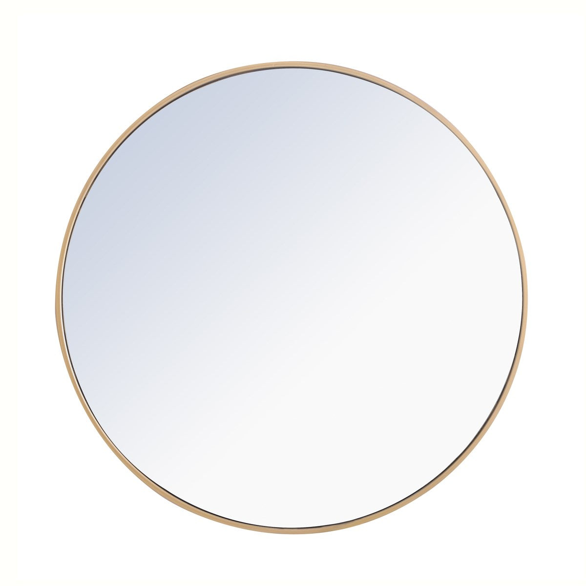 Metal Frame Round Mirror 32 Inch Brass Finish by Elegant Decor