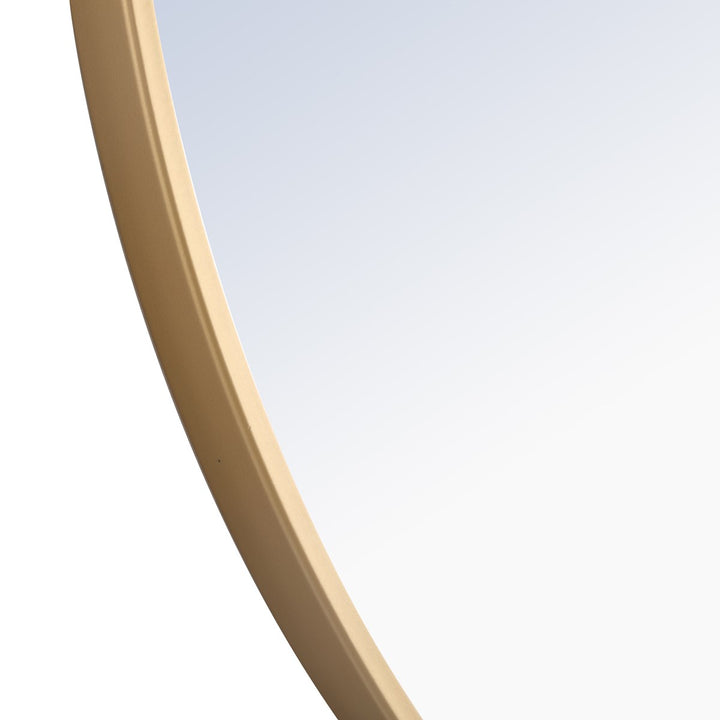 Metal Frame Round Mirror 32 Inch Brass Finish