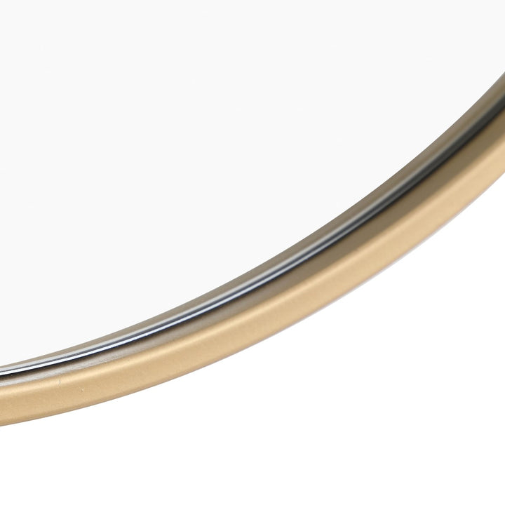 Metal Frame Round Mirror 32 Inch Brass Finish