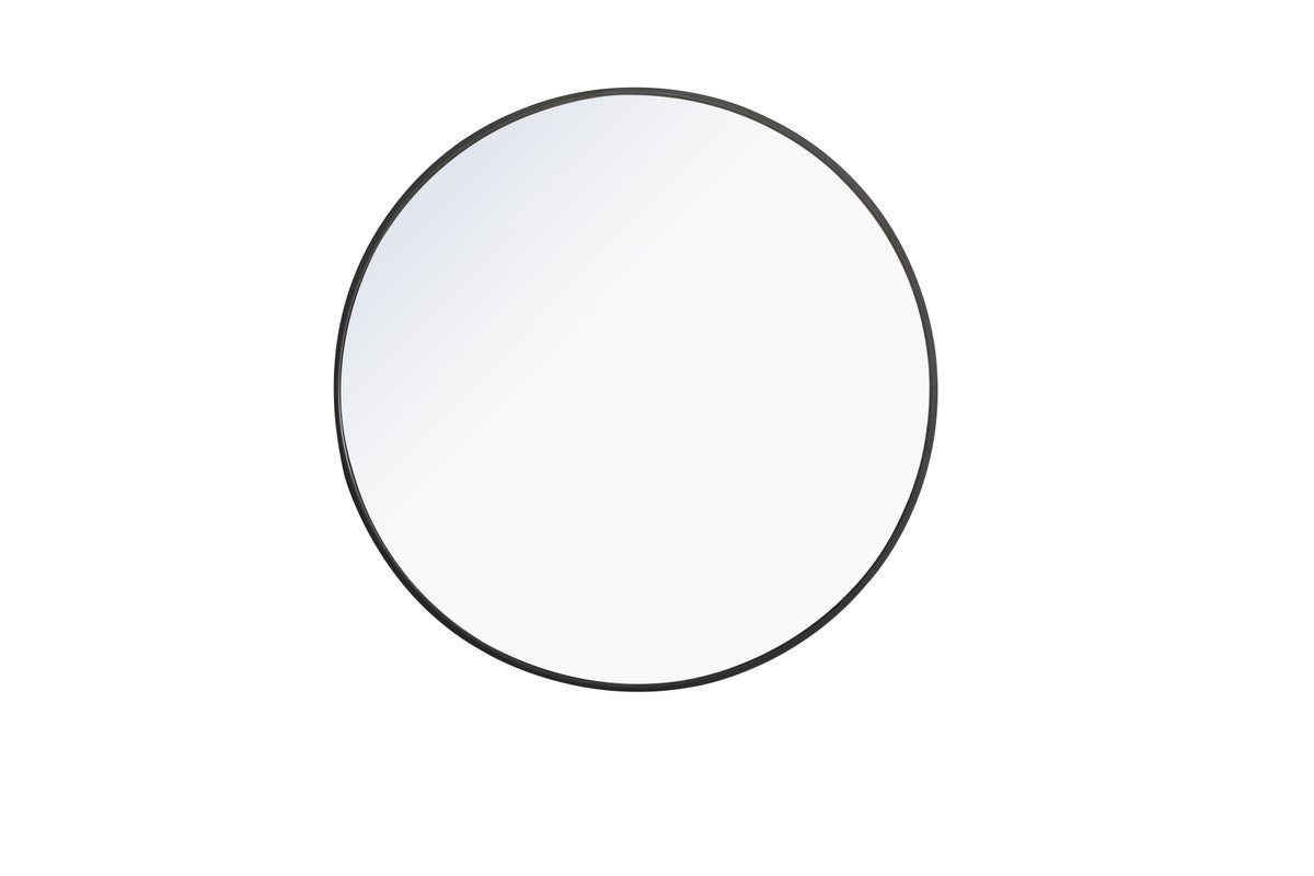Metal Frame Round Mirror 32 Inch Black Finish by Elegant Decor