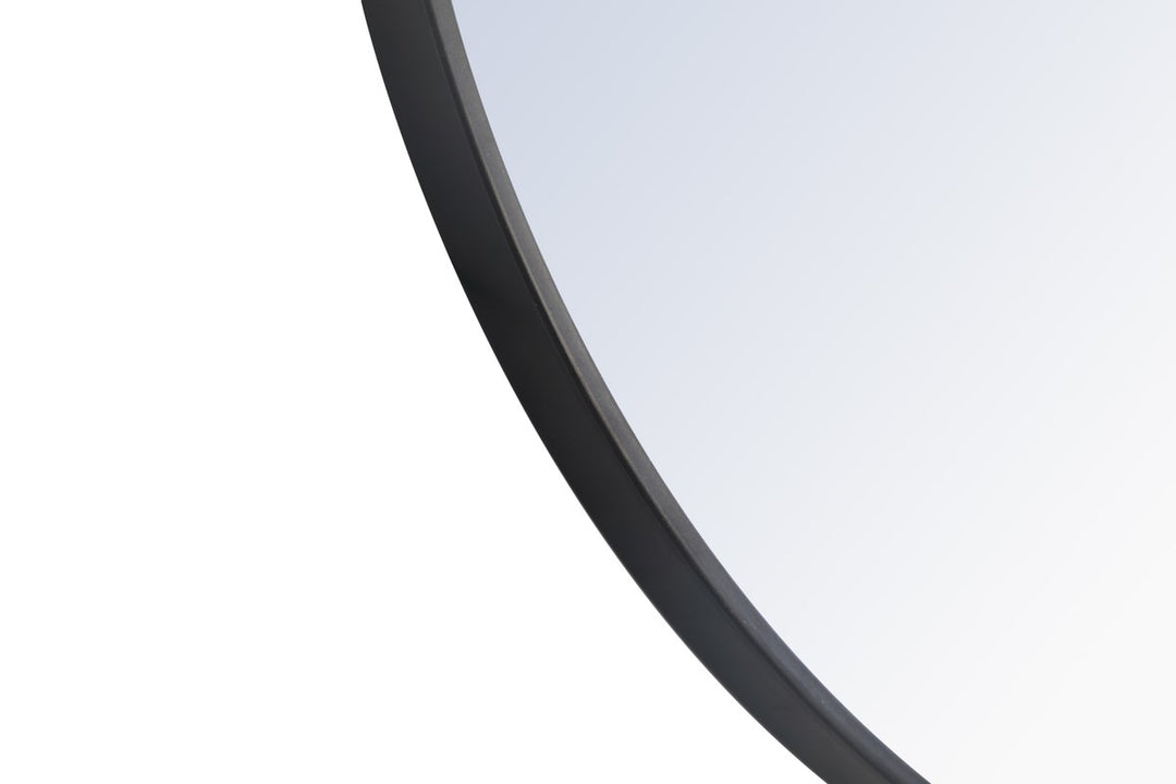 Metal Frame Round Mirror 32 Inch Black Finish