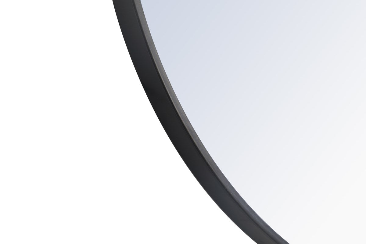 Metal Frame Round Mirror 32 Inch Black Finish