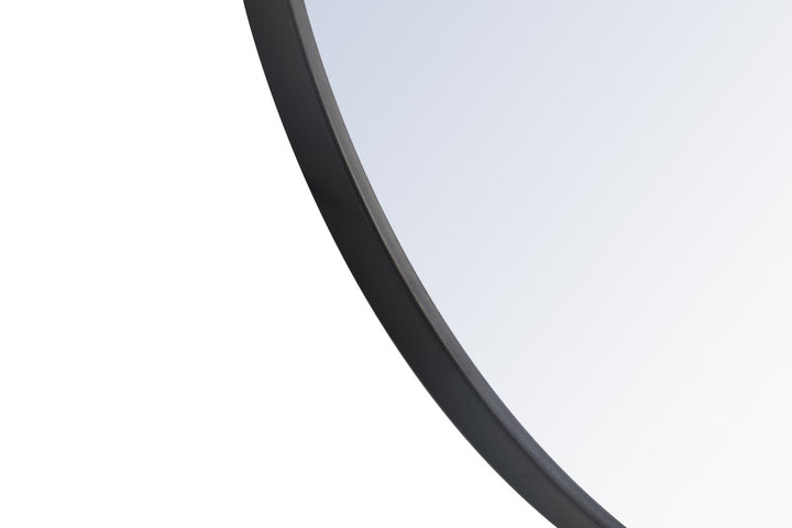 Metal Frame Round Mirror 32 Inch Black Finish