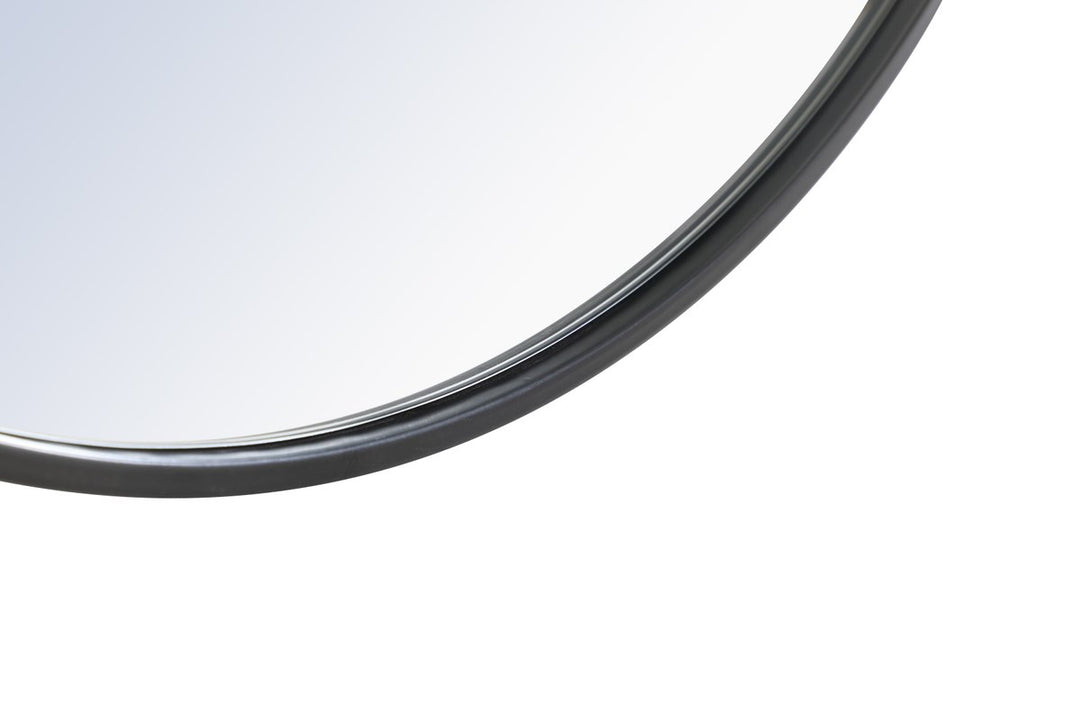 Metal Frame Round Mirror 32 Inch Black Finish