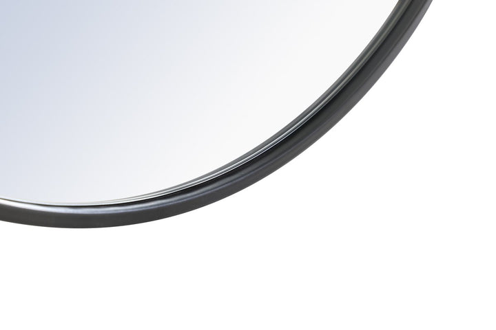 Metal Frame Round Mirror 32 Inch Black Finish