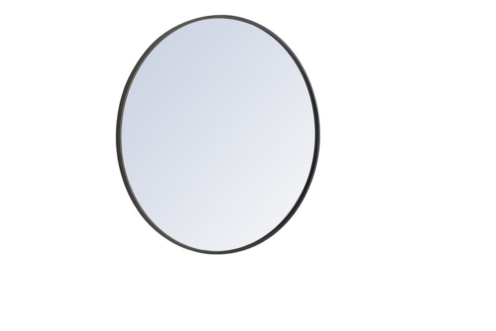 Metal Frame Round Mirror 32 Inch Black Finish