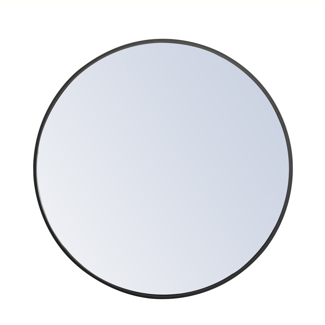 Metal Frame Round Mirror 28 Inch Black Finish by Elegant Decor