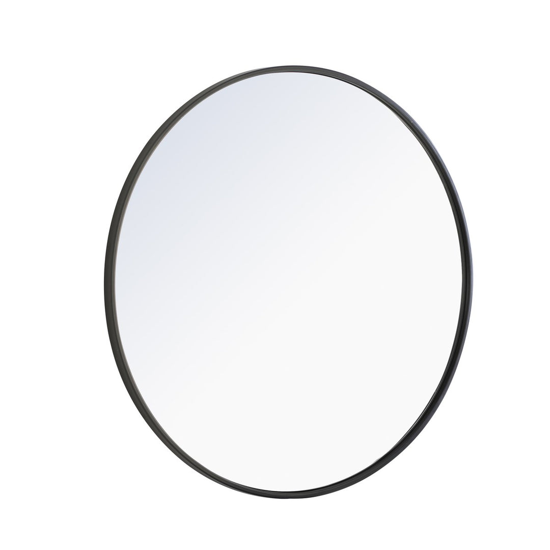 Metal Frame Round Mirror 28 Inch Black Finish