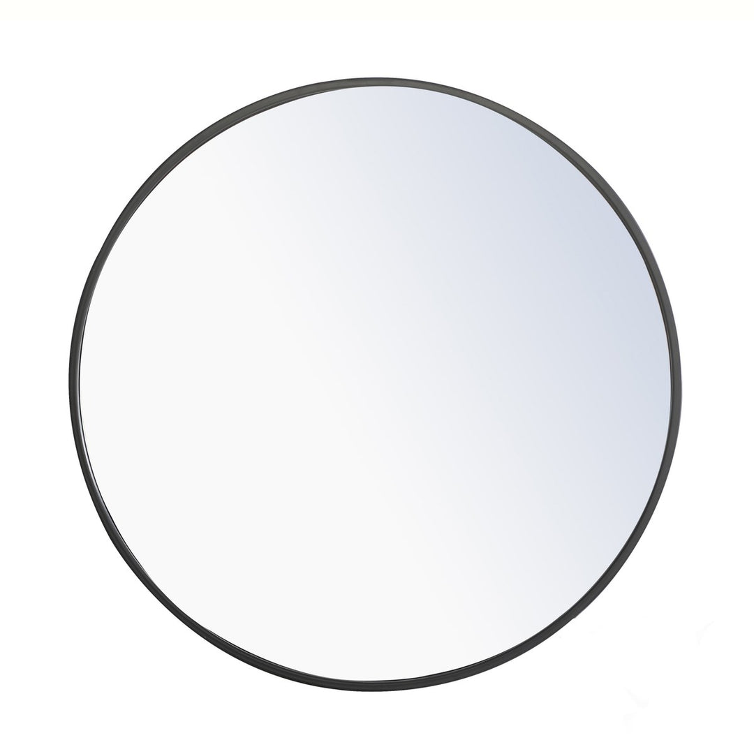 Metal Frame Round Mirror 24 Inch Black Finish by Elegant Decor