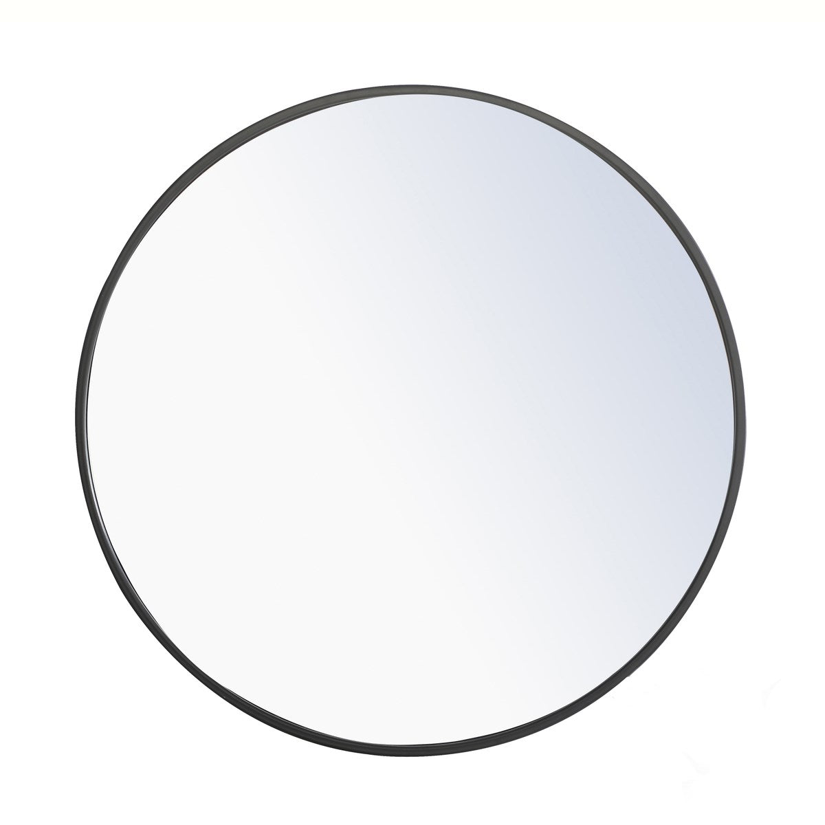 Metal Frame Round Mirror 24 Inch Black Finish by Elegant Decor