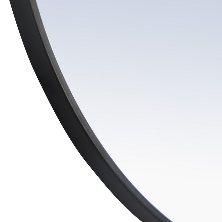 Metal Frame Round Mirror 24 Inch Black Finish