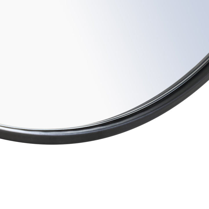 Metal Frame Round Mirror 24 Inch Black Finish