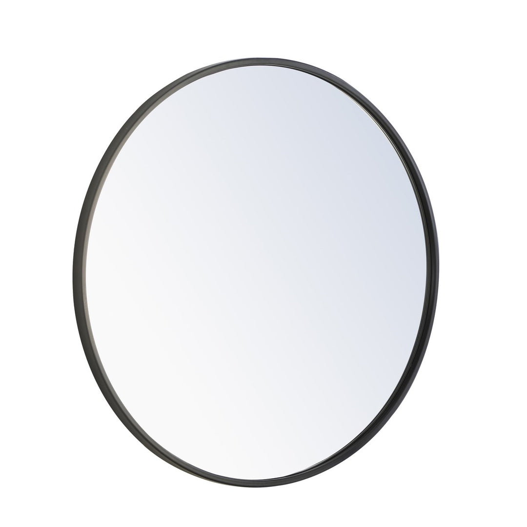 Metal Frame Round Mirror 24 Inch Black Finish