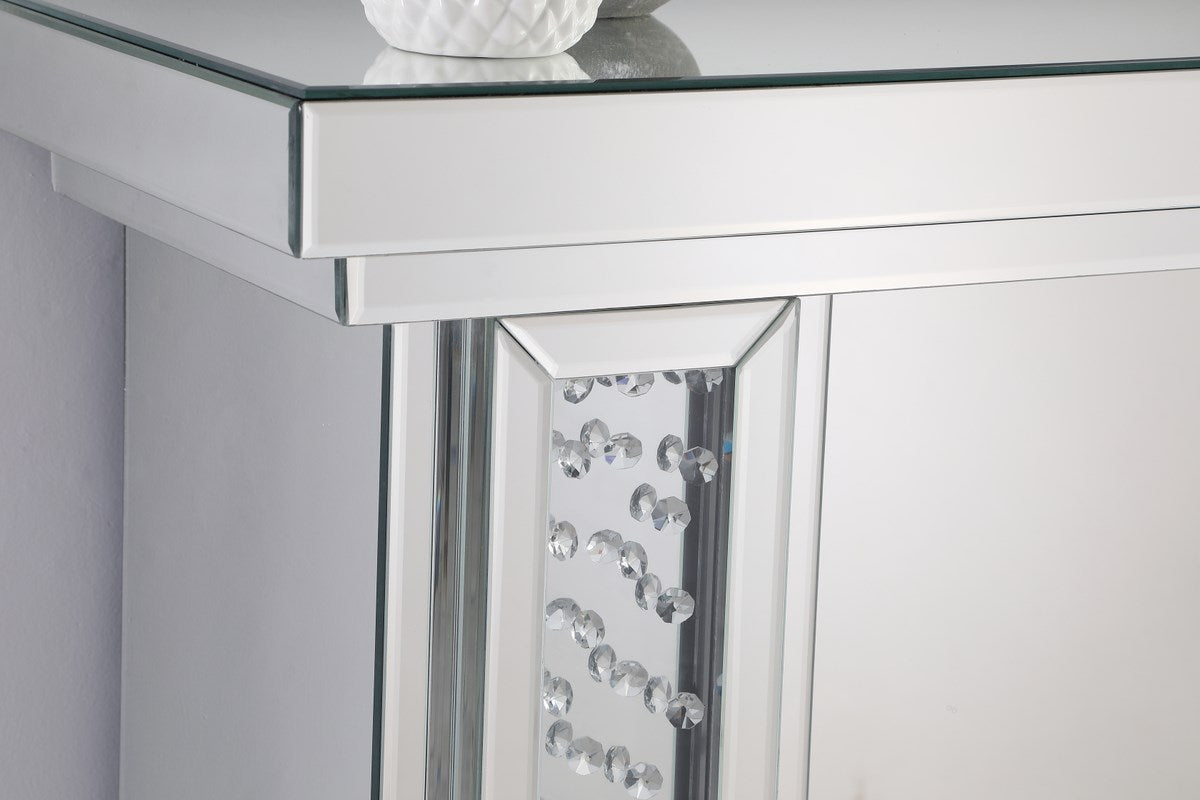 47.5 In. Crystal Mirrored Mantle With Crystal Insert Fireplace