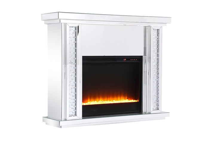 47.5 In. Crystal Mirrored Mantle With Crystal Insert Fireplace