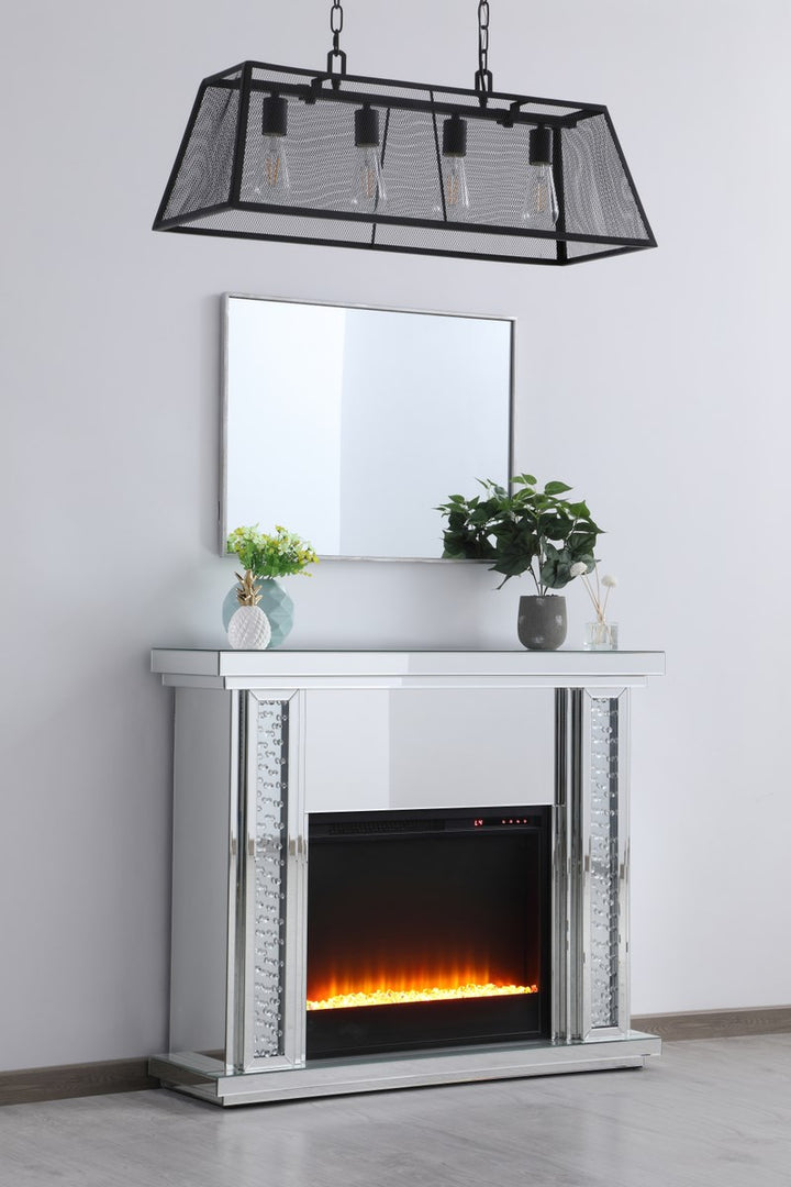 47.5 In. Crystal Mirrored Mantle With Crystal Insert Fireplace