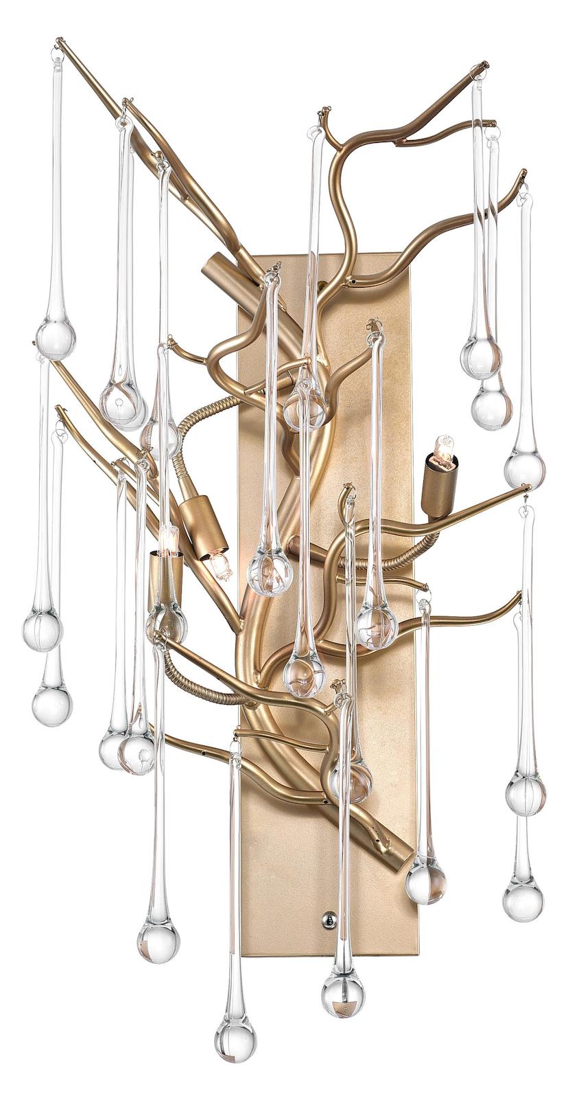 3 Light Wall Sconce With Gold Leaf Finish by CWI Lighting