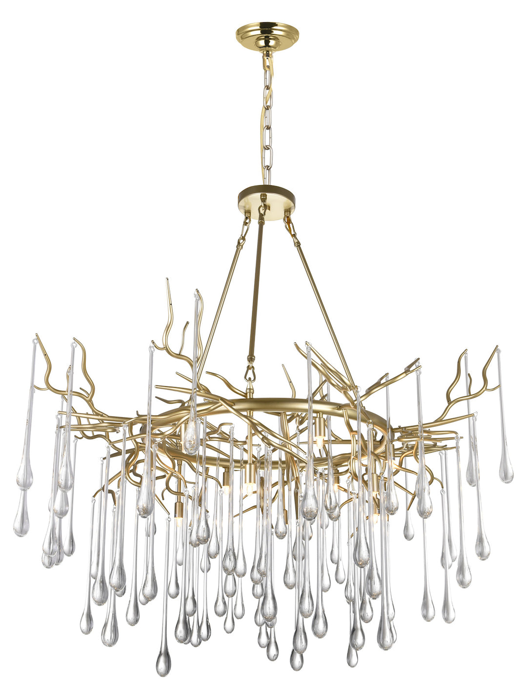 12 Light Chandelier With Gold Leaf Finish by CWI Lighting