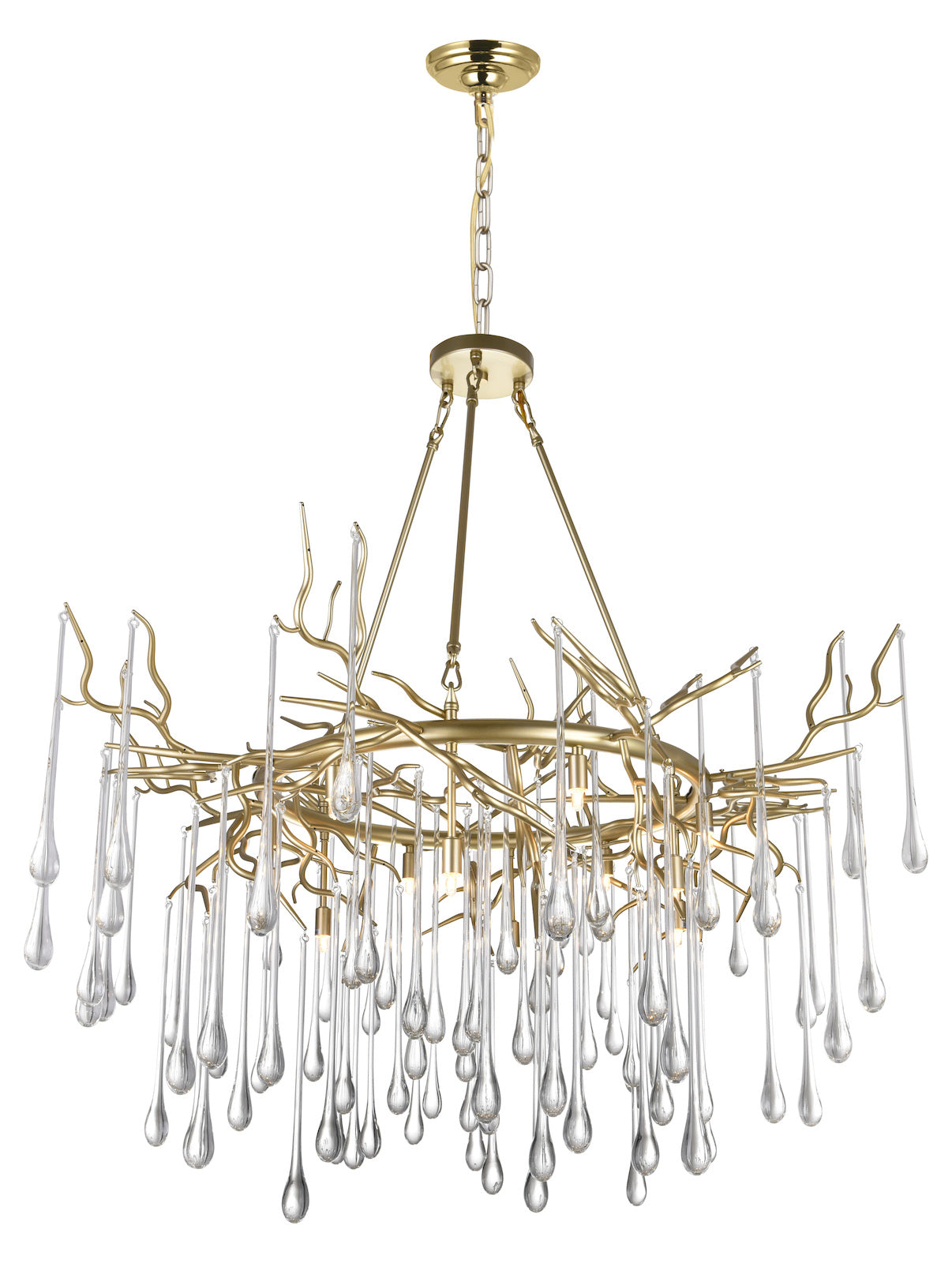 12 Light Chandelier With Gold Leaf Finish by CWI Lighting