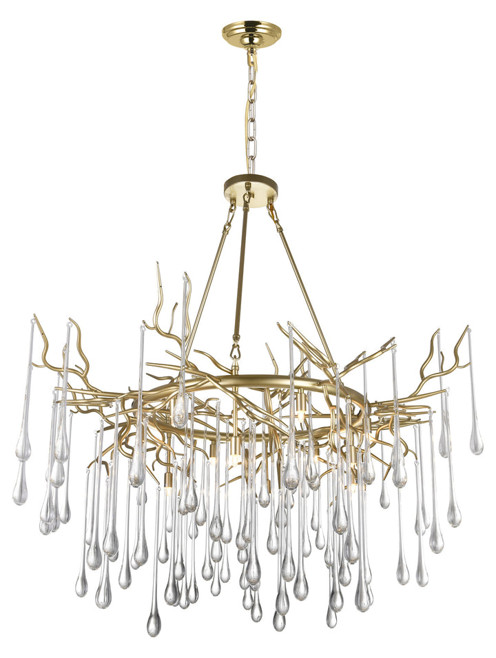 12 Light Chandelier With Gold Leaf Finish by CWI Lighting