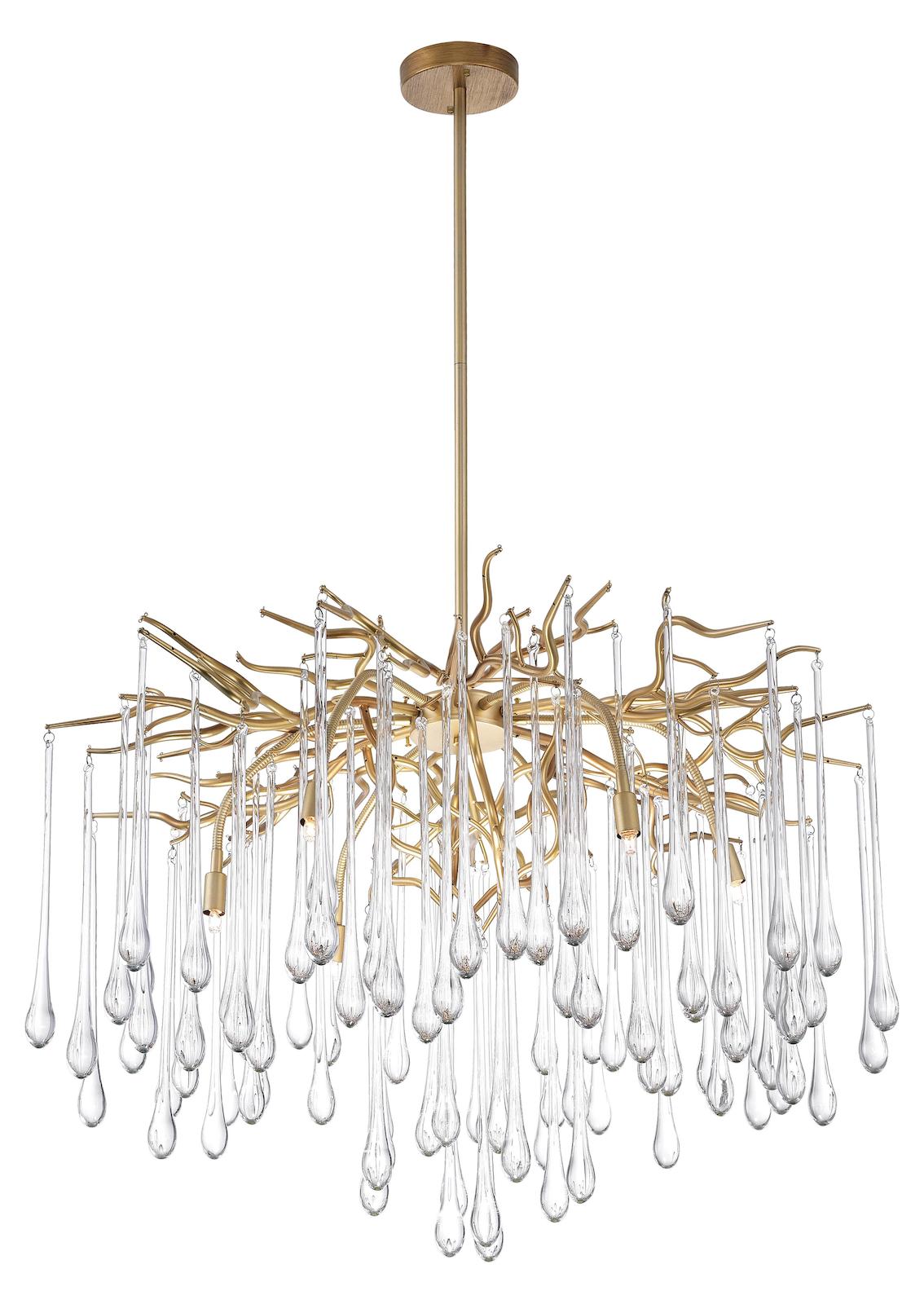 6 Light Chandelier With Gold Leaf Finish by CWI Lighting