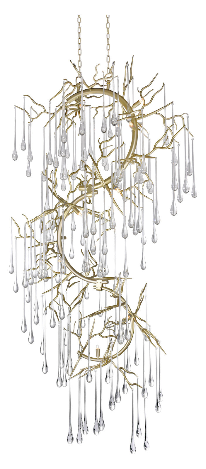 12 Light Chandelier With Gold Leaf Finish by CWI Lighting