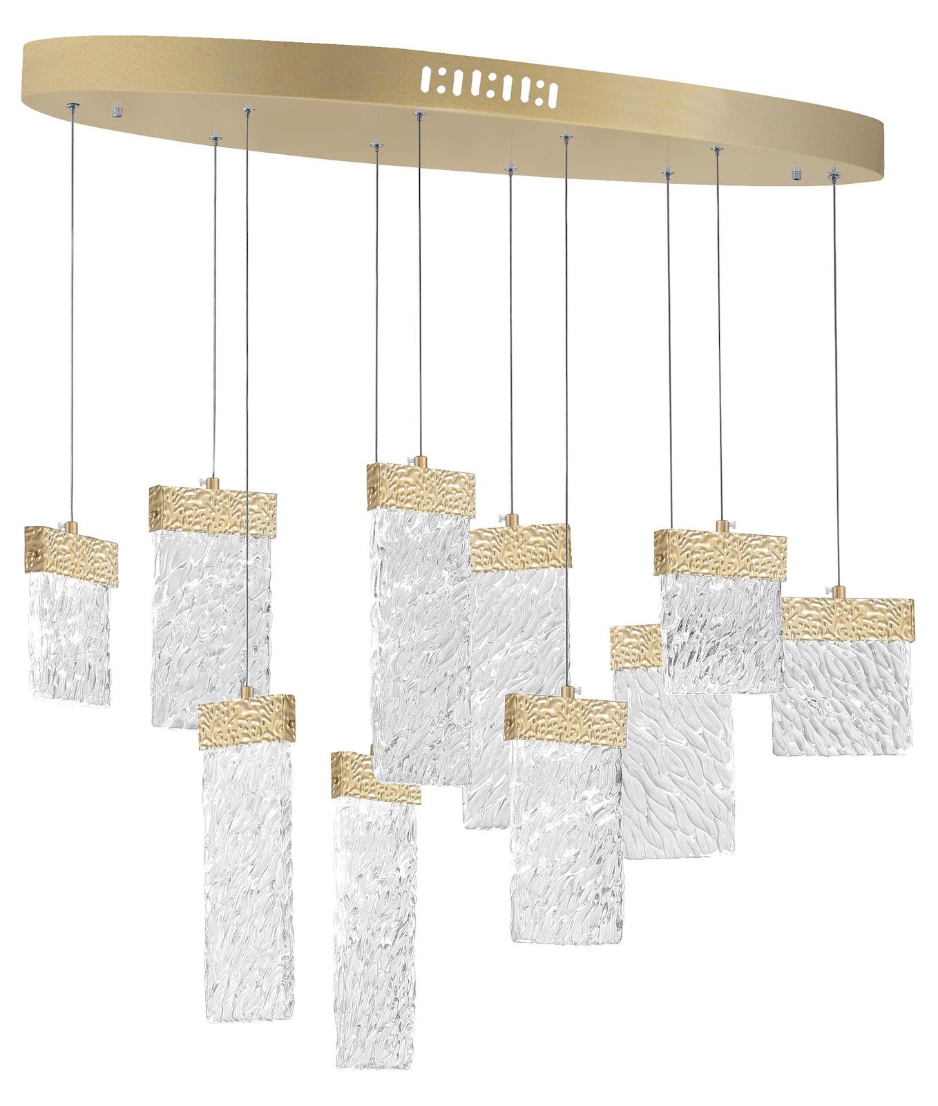 Led Chandelier With Gold Leaf Finish by CWI Lighting