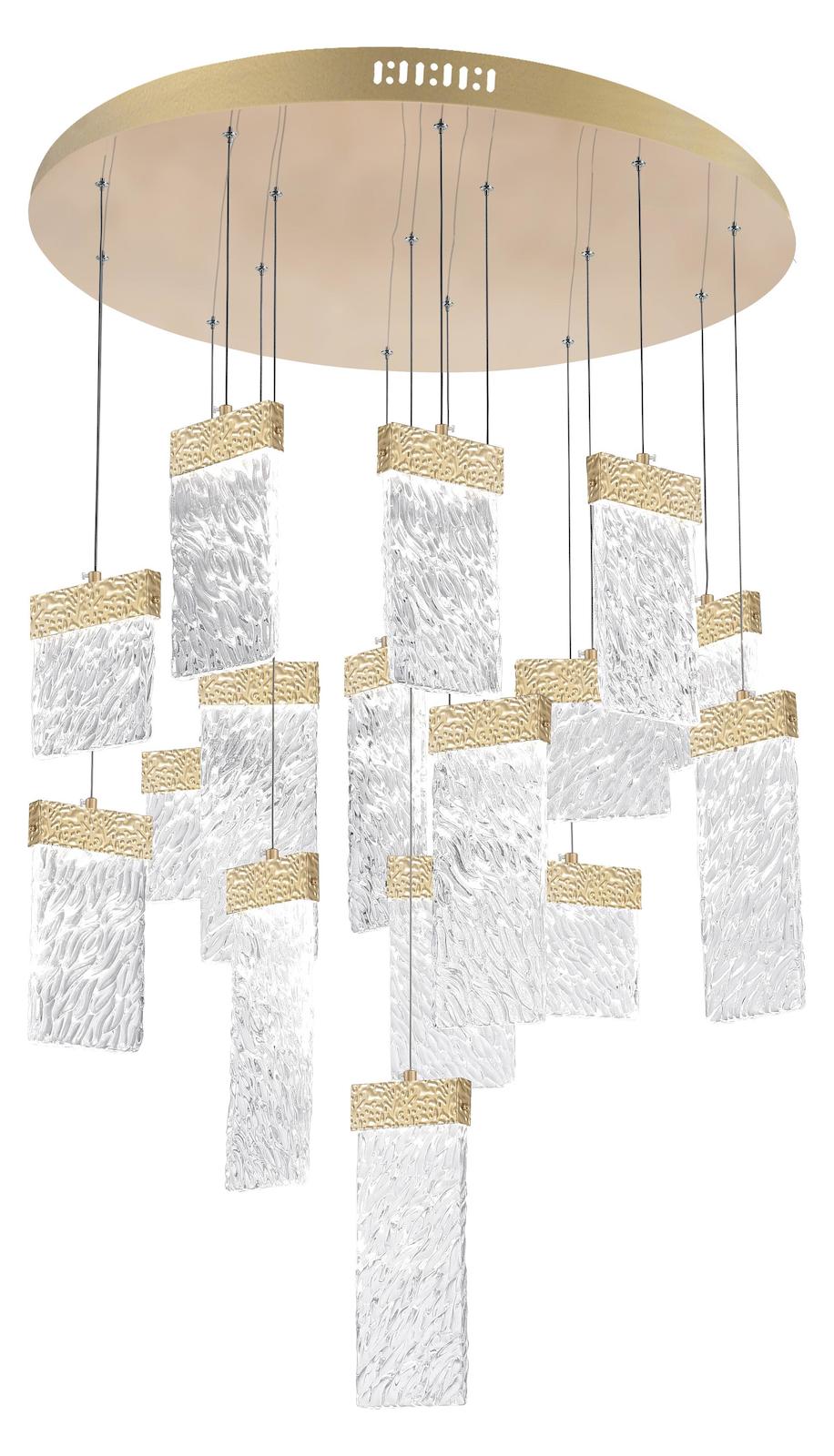 Led Chandelier With Gold Leaf Finish by CWI Lighting