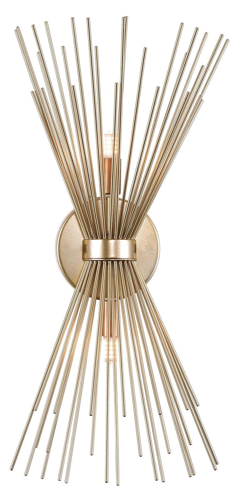 2 Light Wall Sconce With Gold Leaf Finish by CWI Lighting