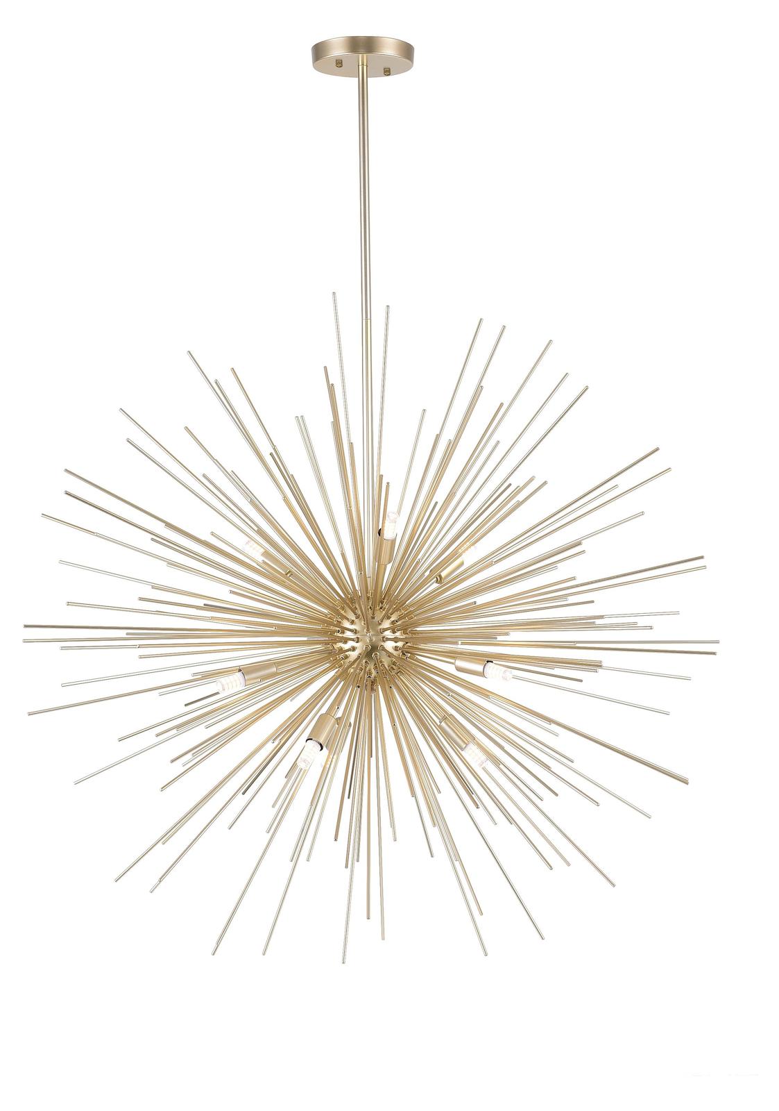 9 Light Chandelier With Gold Leaf Finish by CWI Lighting
