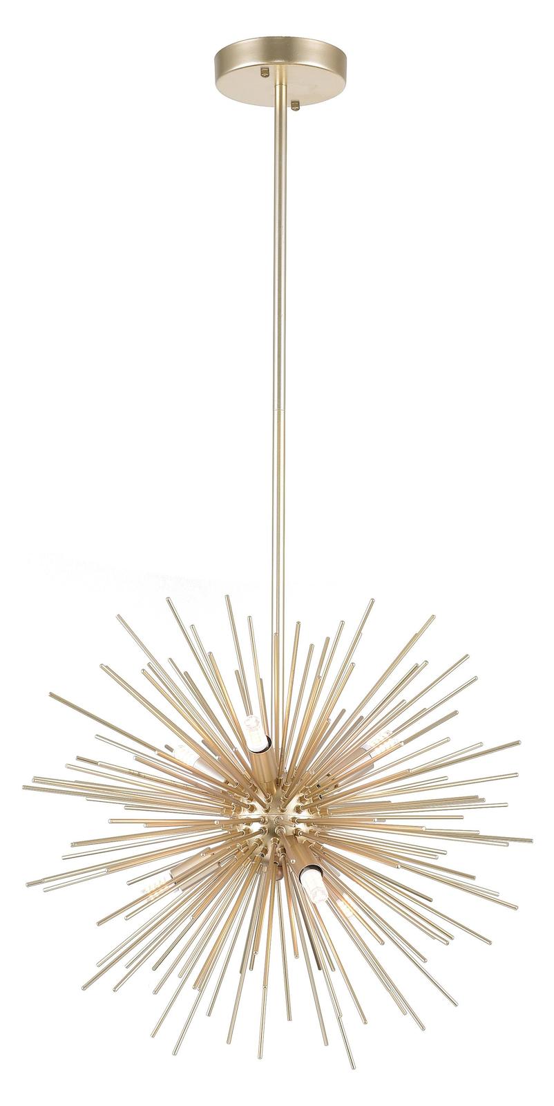 6 Light Chandelier With Gold Leaf Finish by CWI Lighting