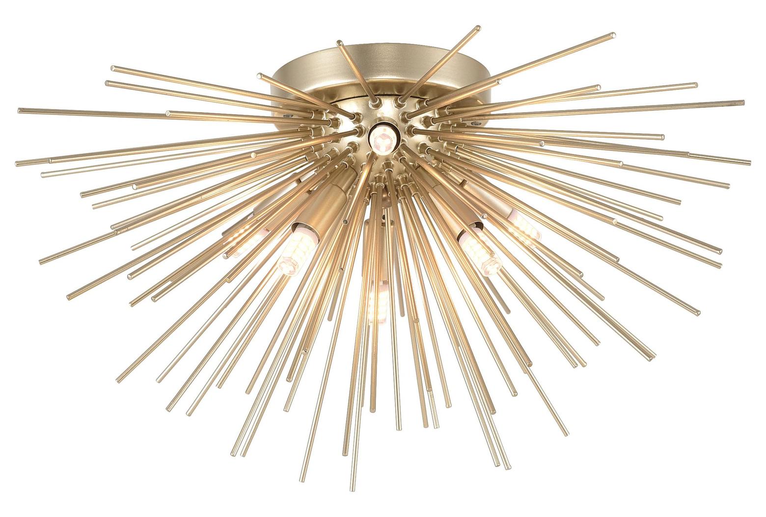 6 Light Flush Mount With Gold Leaf Finish by CWI Lighting