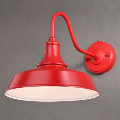 12-in Outdoor Wall Light Red and White